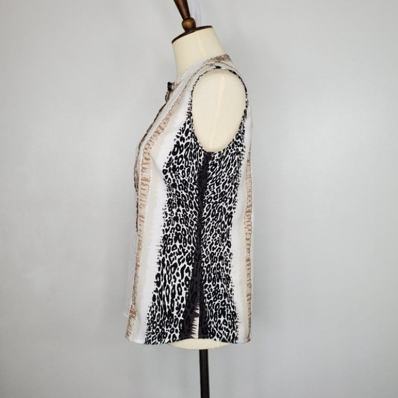 Apt. 9 Mixed Animal Print Career Button Up Sleeveless Top Blouse Size XSP - Picture 4 of 10